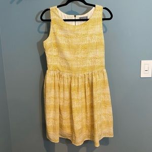 SIB Mustard Yellow/White Printed Sleeveless A-Line Dress